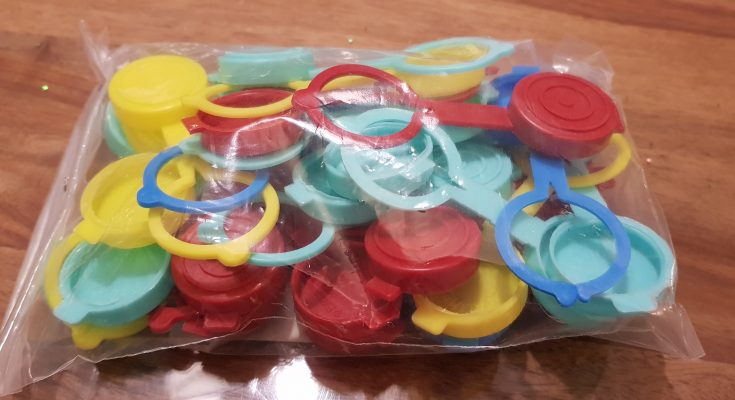 Tappi in plastica con collarino per bottiglia, 30 pezzi, colori assortiti